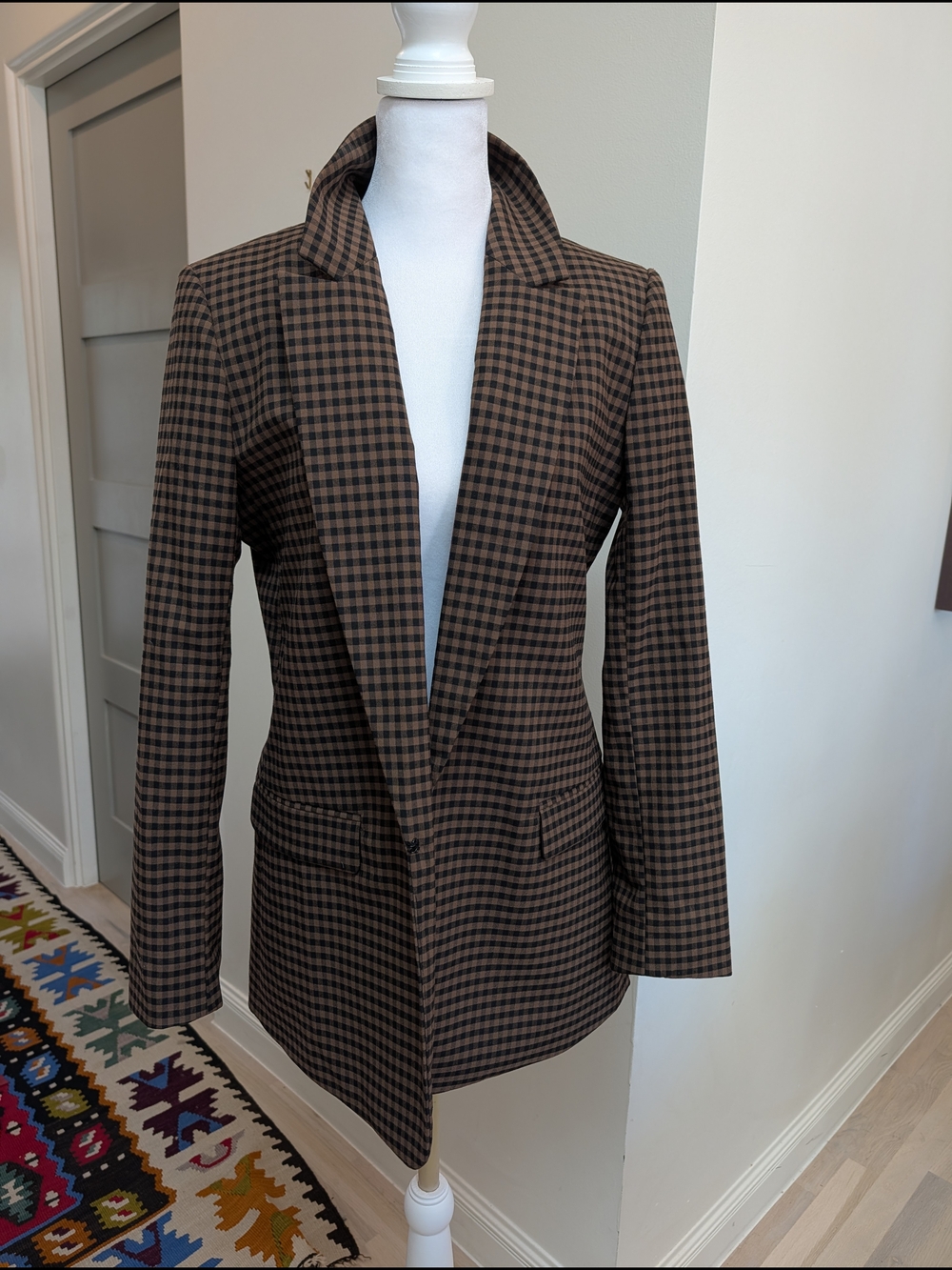 Gianni Bini Black and Brown Gingham Blazer Sz. 2